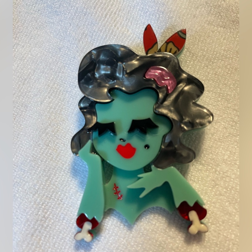 COPY - Halloween Zombie Monster Brooch by Erstwilder